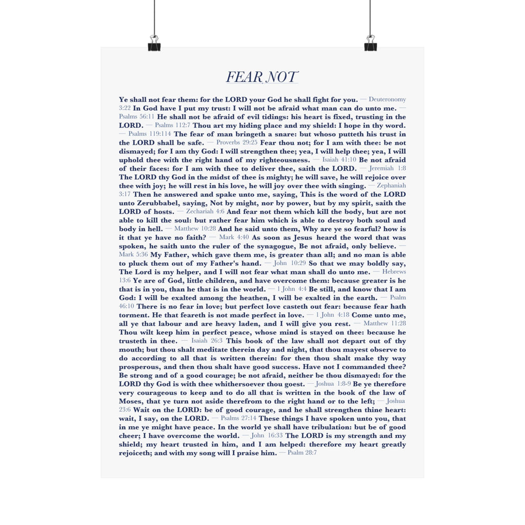 Fear Not 24 Bible verses wall poster print - ALIVE With Jesus Christian wall art - front view