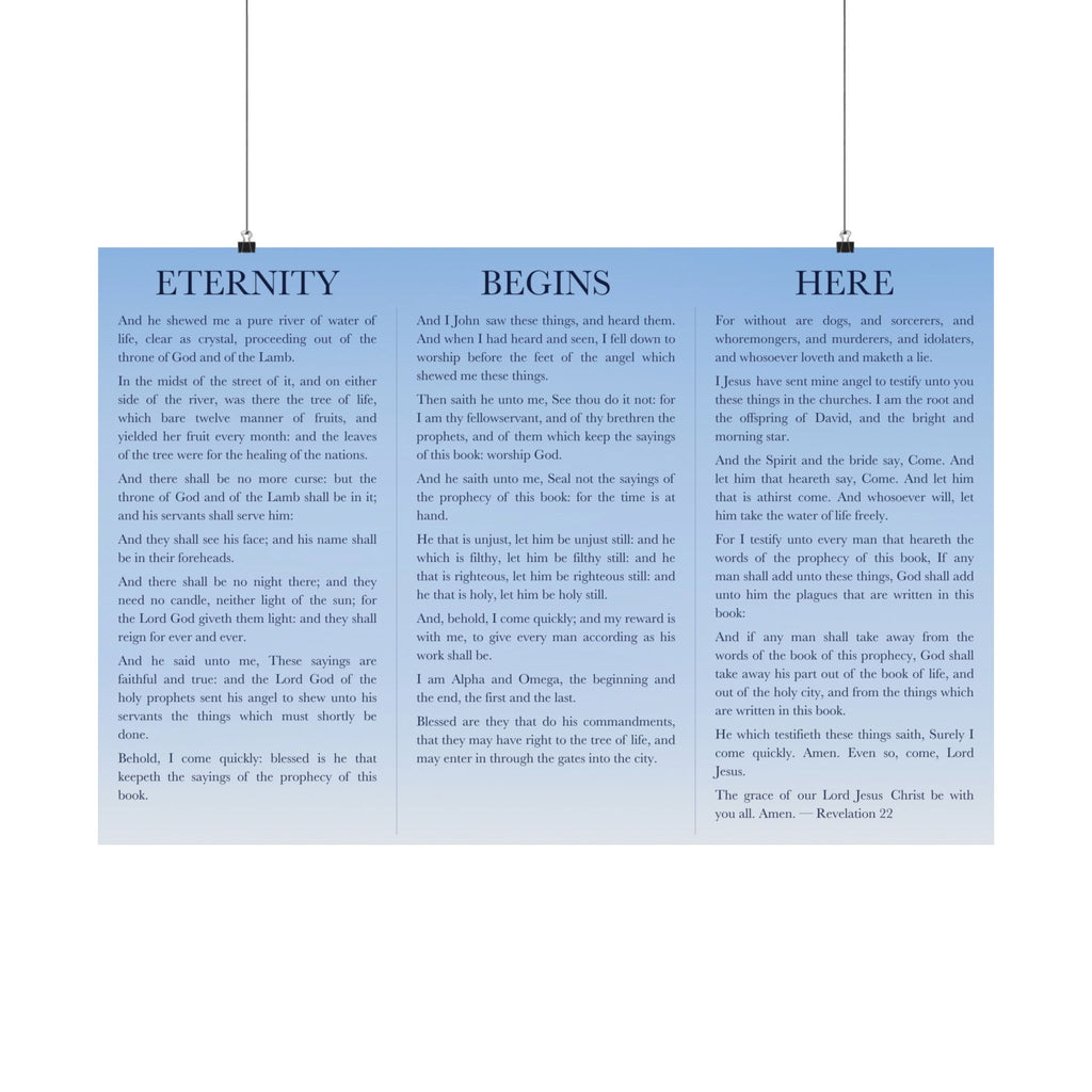 ETERNITY BEGINS HERE — Single Print Poster - ALIVE With Jesus - front view