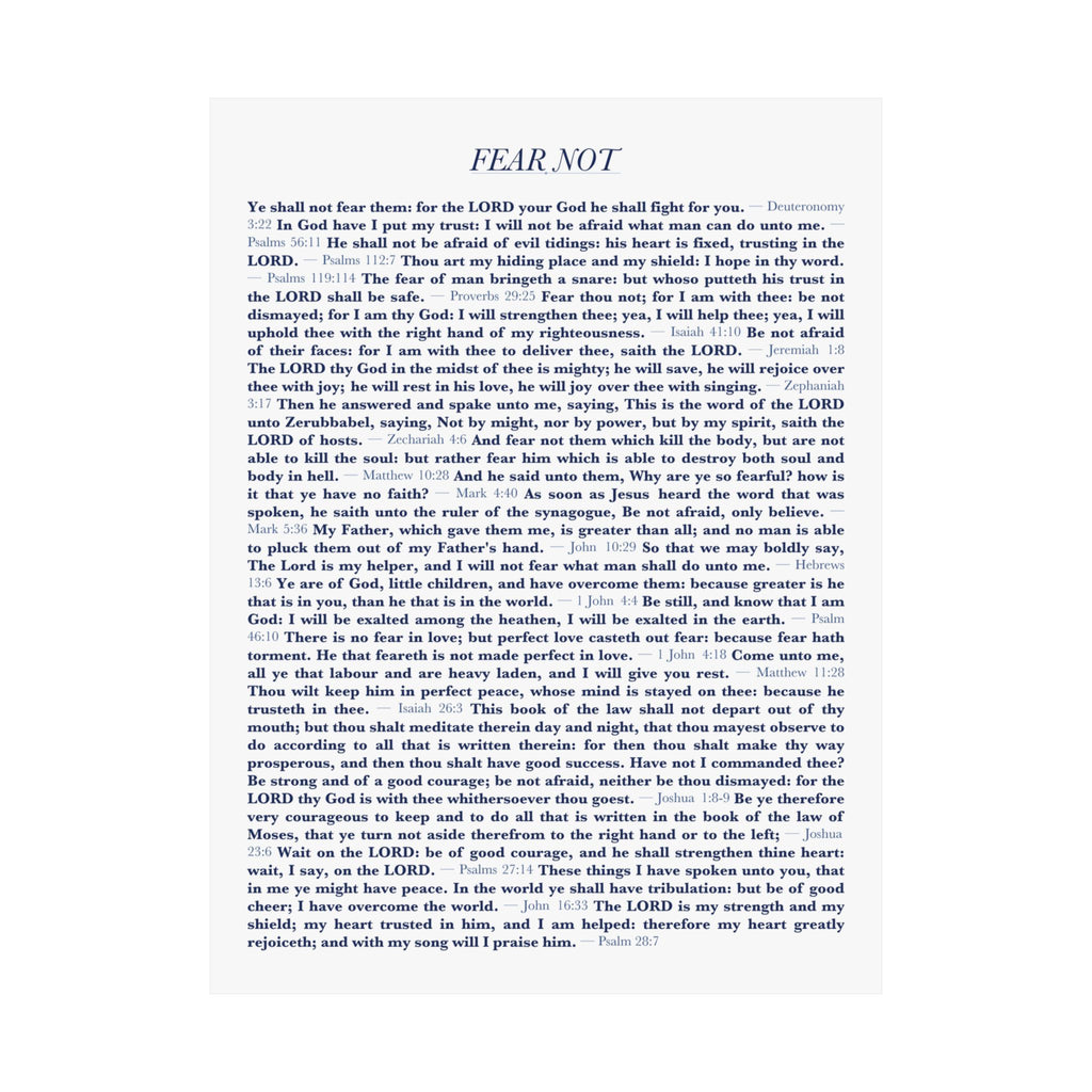 Fear Not 24 Bible verses wall poster print - ALIVE With Jesus Christian wall art - detail view