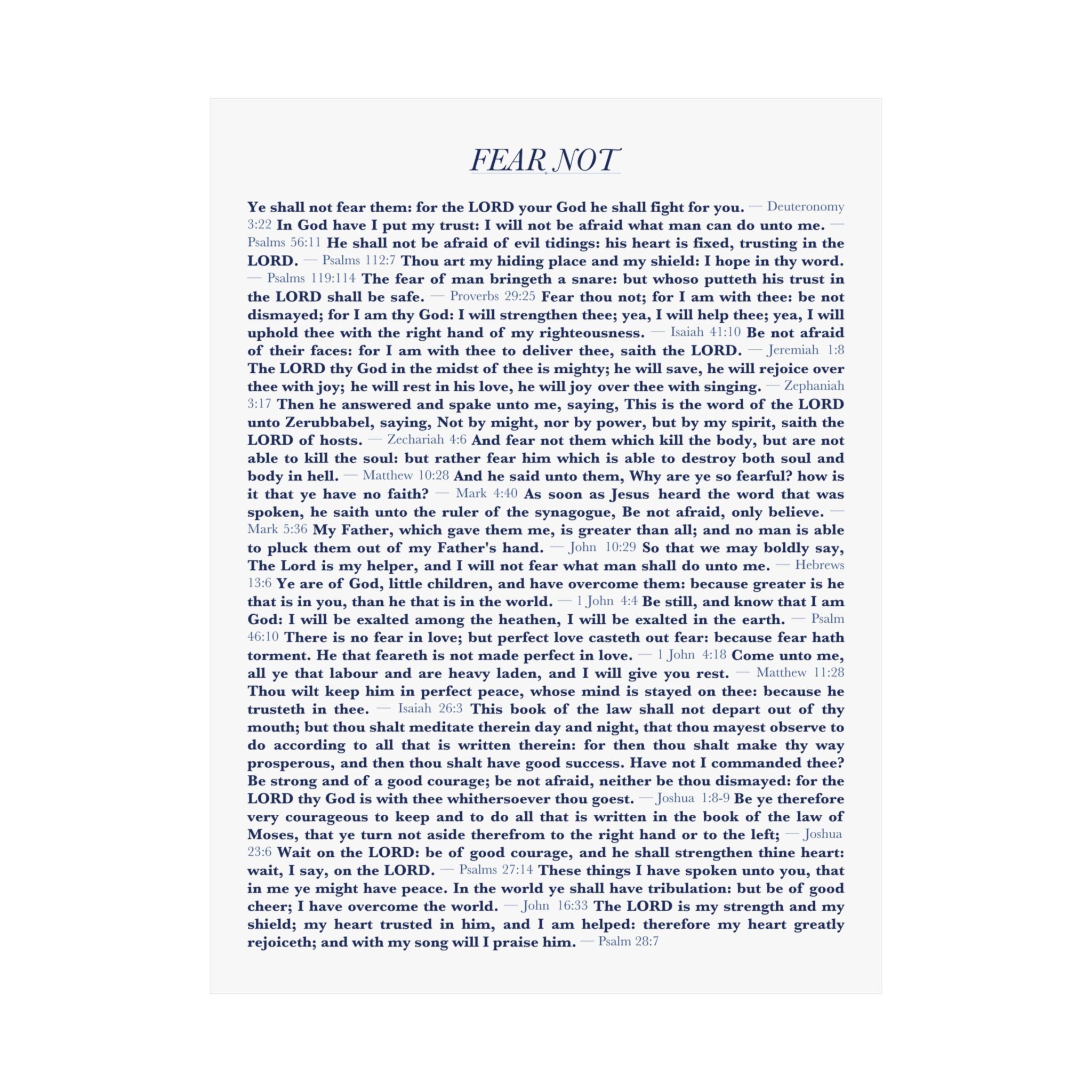 Fear Not 24 Bible verses wall poster print - ALIVE With Jesus Christian wall art - detail view