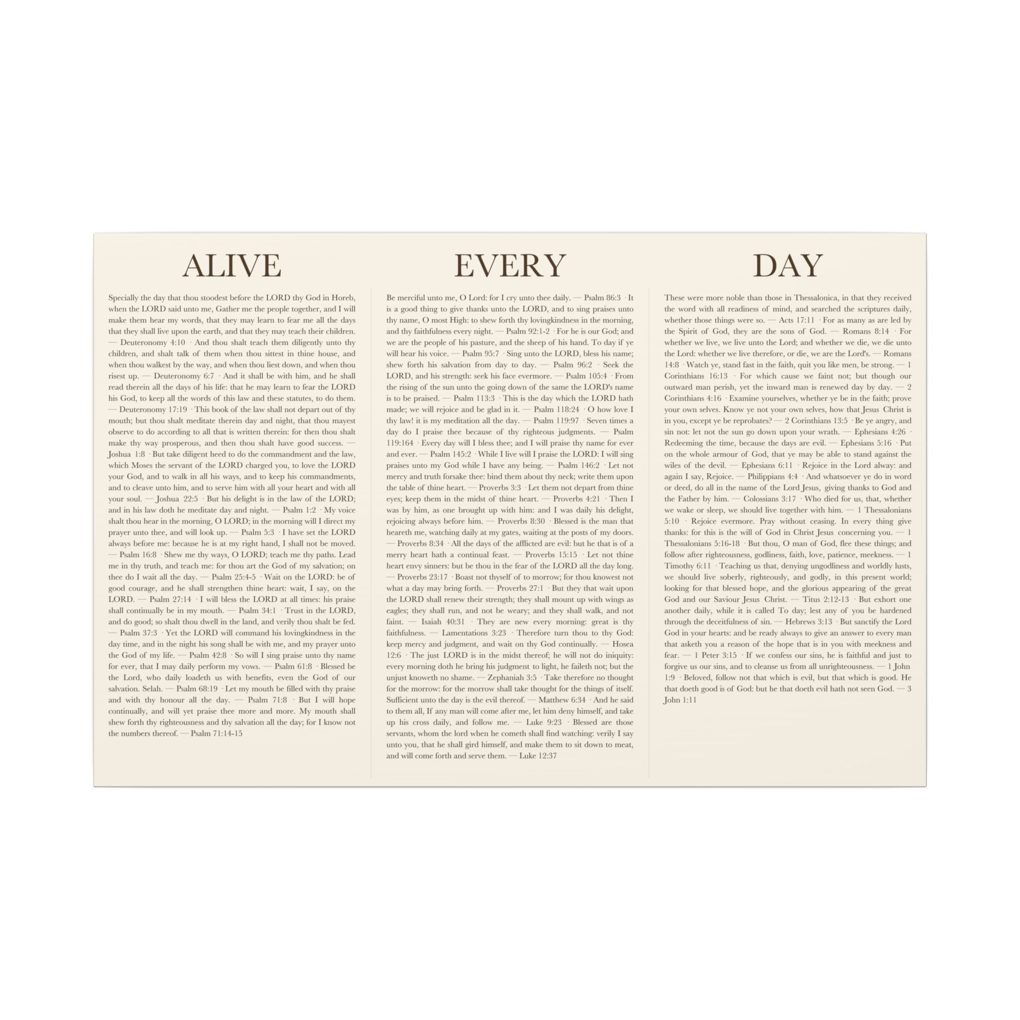 ALIVE EVERY DAY — Single Print [Canvas] canvas wall art print - ALIVE With Jesus Christian home decor - front view