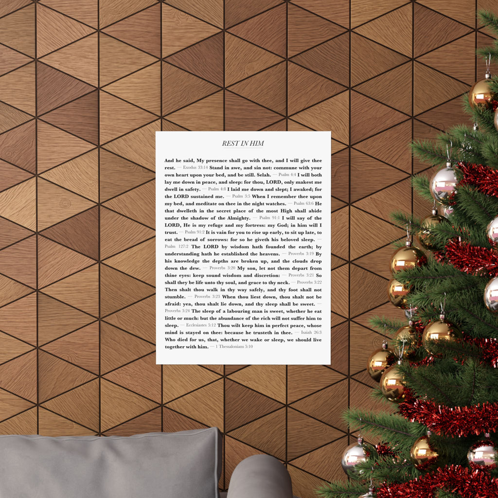 Rest In Him 17 Bible verses about rest and sleep wall poster print - ALIVE With Jesus Christian wall art - view 4