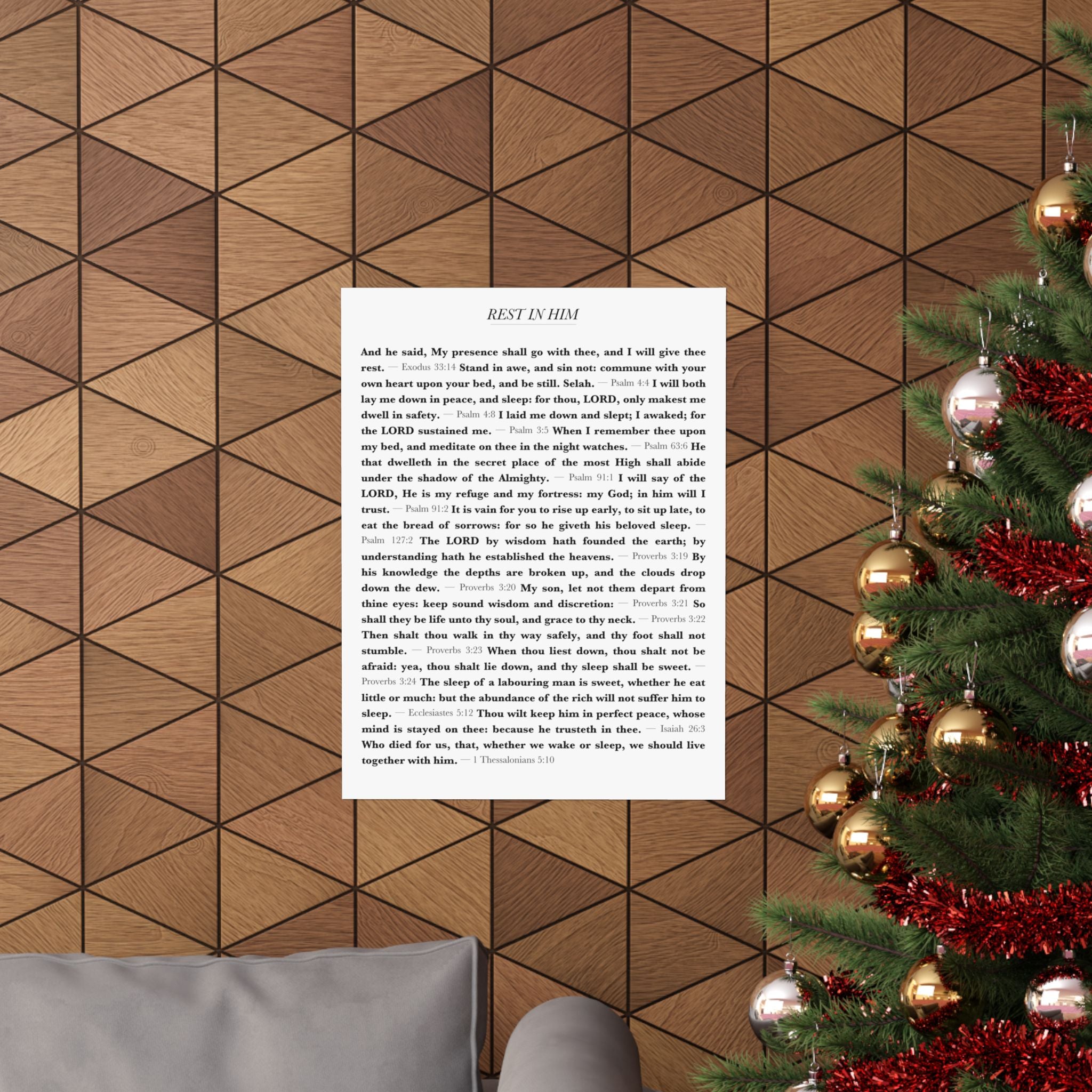 Rest In Him 17 Bible verses about rest and sleep wall poster print - ALIVE With Jesus Christian wall art - view 4