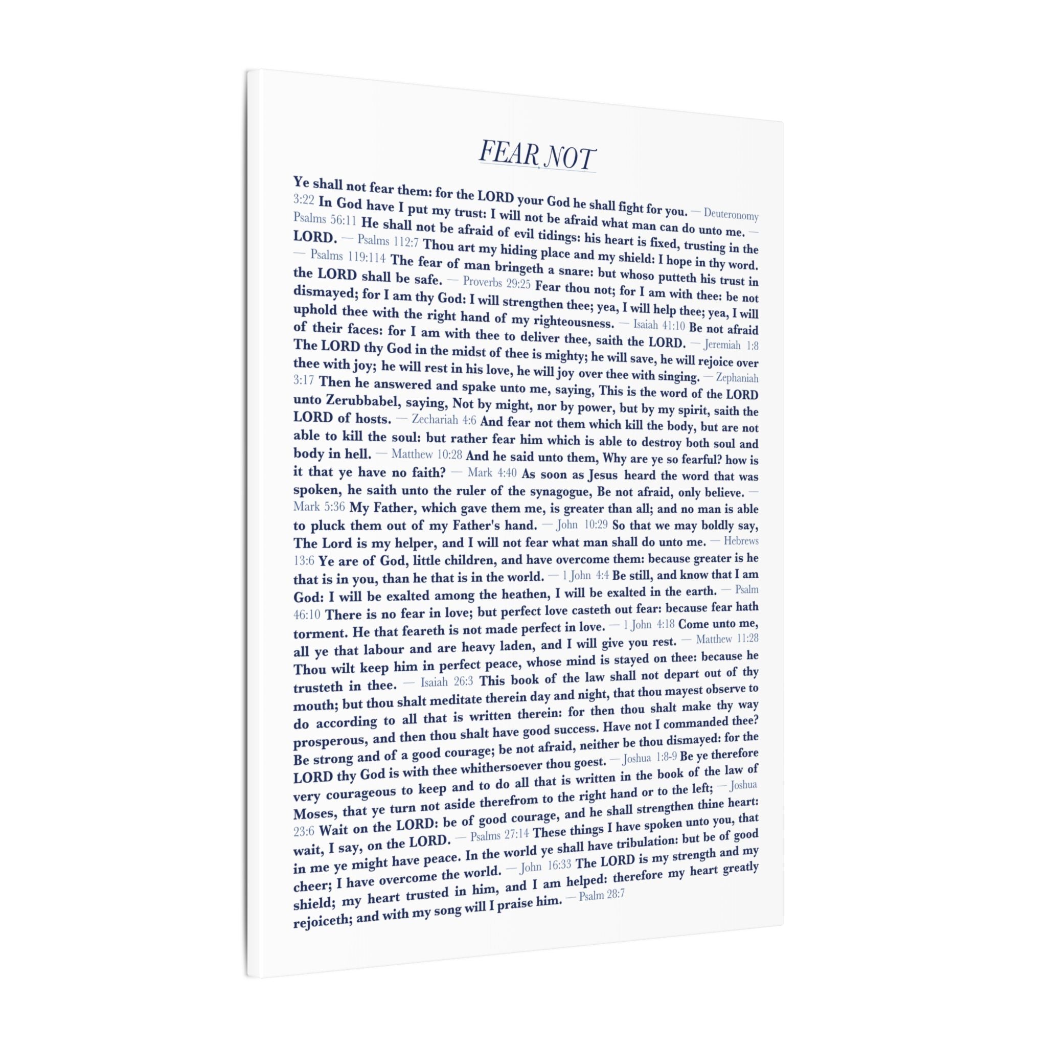 Fear Not 24 Bible verses canvas wall art print - ALIVE With Jesus Christian home decor - detail view