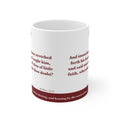 Faith Cometh — Matthew 14:31 Scripture Mug (Deep Garnet) Scripture mug featuring Matthew 14:31 verse in KJV - ALIVE With Jesus Christian gift - front view