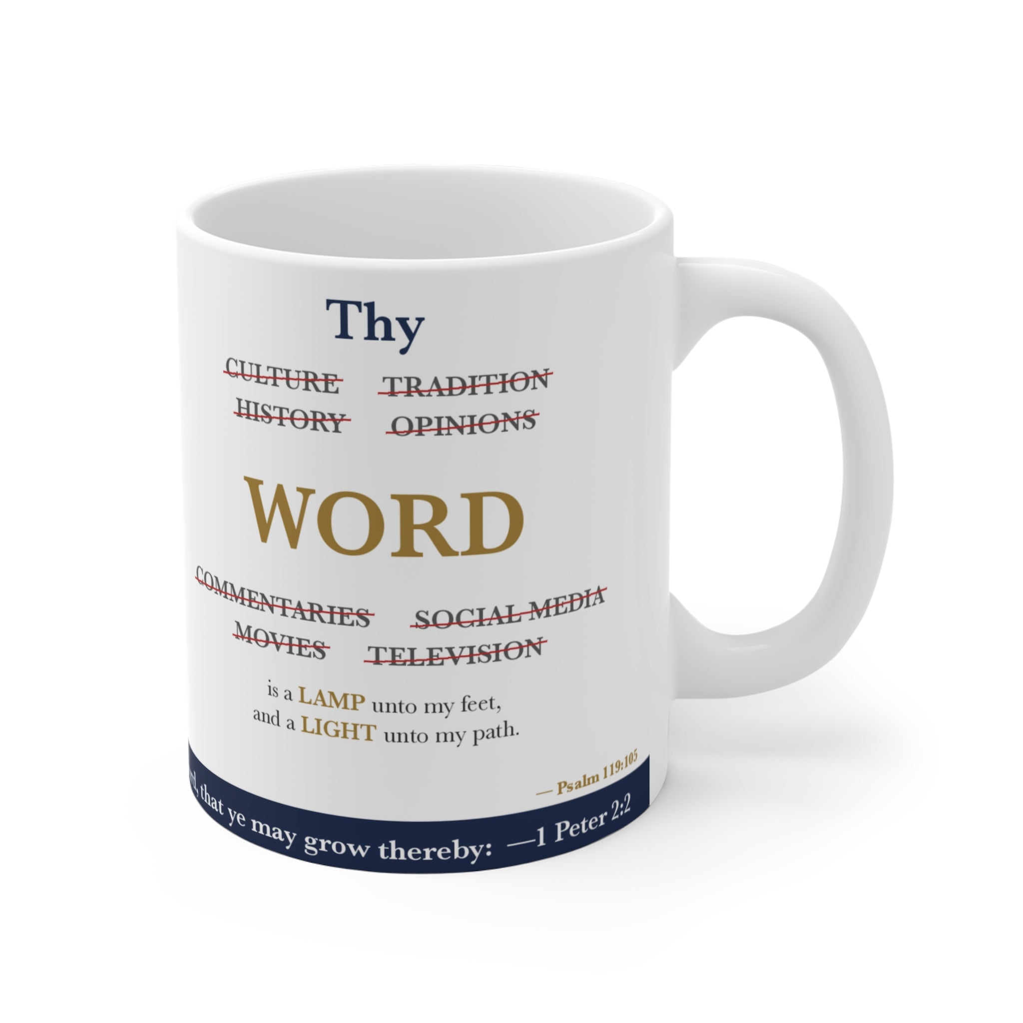Thy WORD is a Lamp — Psalm 119:105 Scripture Mug (Crossed-Out Words)