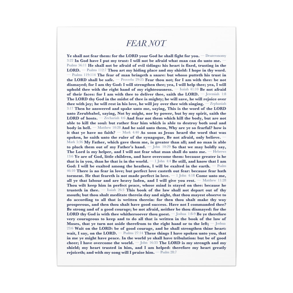 Fear Not 24 Bible verses canvas wall art print - ALIVE With Jesus Christian home decor - front view